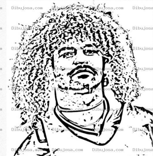 Dibujo para colorear Colorear Carlos Valderrama Jugador de Futbol de colombia