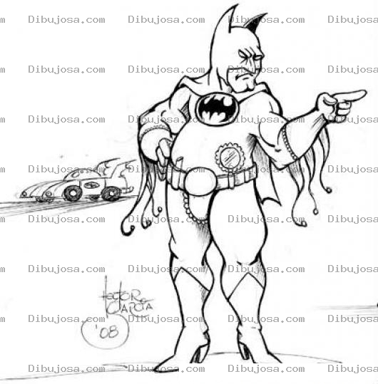Dibujo para colorear Dibujo De Batman Gordo Listo Para Salir De Noche