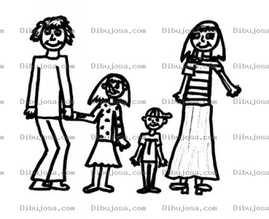 Dibujo para colorear Dibujo De Una Familia Papa Hija Hijo Y Mama Para Colorear Esposos Con Dos Hijos
