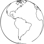 Dibujo para colorear Dibujo Del Mundo Con El Continente Americano Para Pintar Y Colorear Al Planeta Tierra Con Mapa De America
