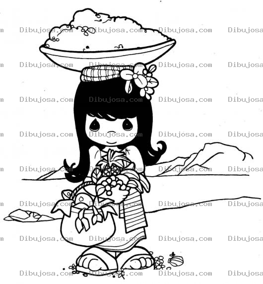 Dibujo para colorear Colorear ni a vendiendo frutas