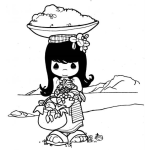 Dibujo para colorear Colorear ni a vendiendo frutas