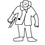 Dibujo para colorear Dibujo De Doctor Con Estetoscopio Y Jeringa Para Pintar Y Colorear Medico Y Cirujano Pelon