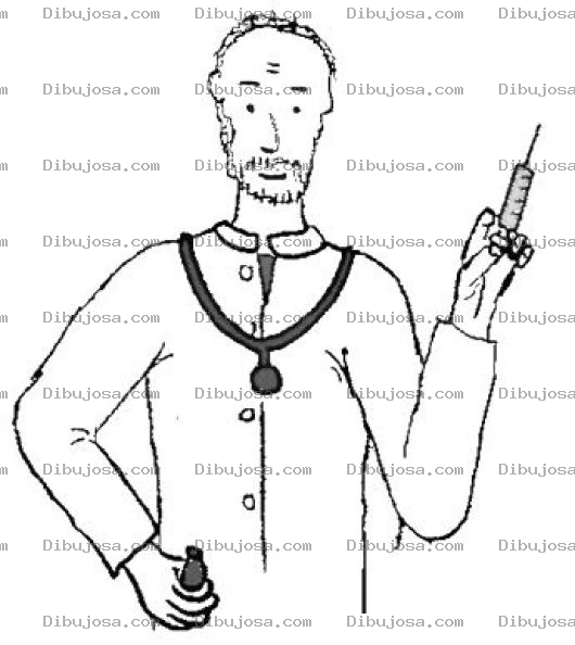 Dibujo para colorear Medico Con Jeringa Para Pintar Y Colorear Doctor Con Una Inyeccion Y Una Ampolla