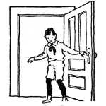 Dibujo para colorear Nino Abriendo La Puerta Para Pintar Y Colorear