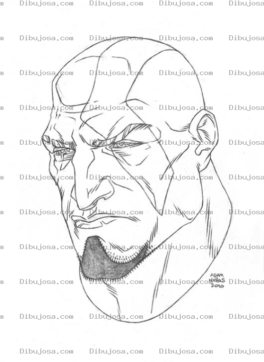 Dibujo para colorear Cara De Peleador Malvado Para Pintar Y Colorear Luchador Que Da Miedo