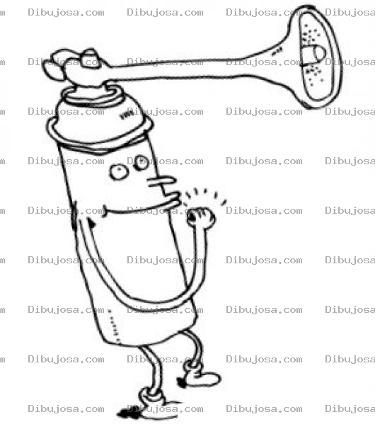 Dibujo para colorear Corneta En Spray Dibujo De Una Corneta Con Aire Comprimido Para Pintar Y Colorear Spry De Corneta