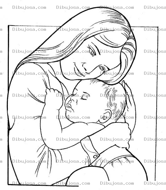 Dibujo para colorear Dibujo De Una Mama Abrazando A Su Bebe Para Colorear
