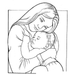 Dibujo para colorear Dibujo De Una Mama Abrazando A Su Bebe Para Colorear
