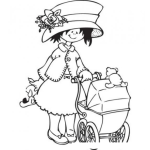 Dibujo para colorear Dibujo De Una Mama De Precious Moments Con Un Carruaje Para Colorear