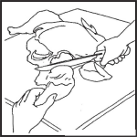 Dibujo para colorear Dibujo De Manos Cortando Pollo Para Pintar Y Colorear