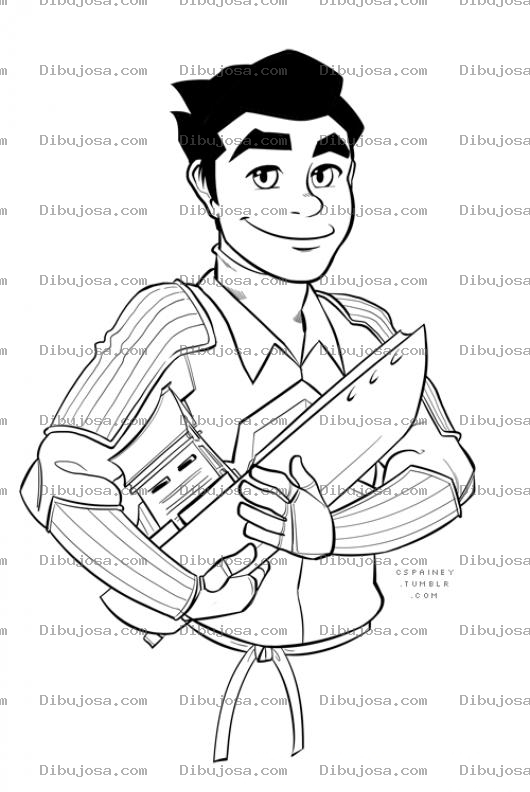 Dibujo para colorear Barquitodemadera Dibujo De Un Hombre Con Barquito De Madera Para Pintar Y Colorear