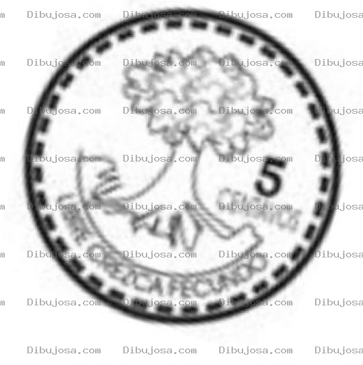 Dibujo para colorear 5 Centavos De Guatemala Moneda De Cinco Centavos De Guatemala Para Pintar Y Colorear 5len Con Leyenda Libre Crezca Fecundo En Alusion A La Ceiba El Arbol Nacional De Guatemala