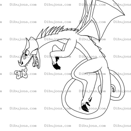 Dibujo para colorear Mariposa Y Dragon Volador Para Pintar Y Colorear