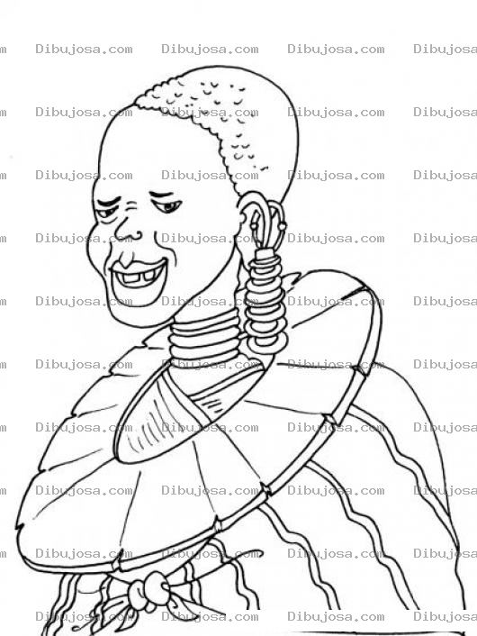 Dibujo para colorear Dibujo De Una Mujer Africana Con Atuendo Africano Para Pintar Y Colorear
