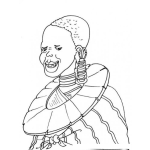 Dibujo para colorear Dibujo De Una Mujer Africana Con Atuendo Africano Para Pintar Y Colorear