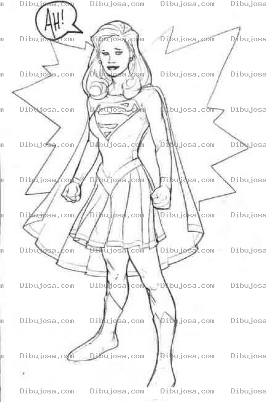 Dibujo para colorear Dibujo De La Super Chica Diciendo AH Para Pintar Y Colorear