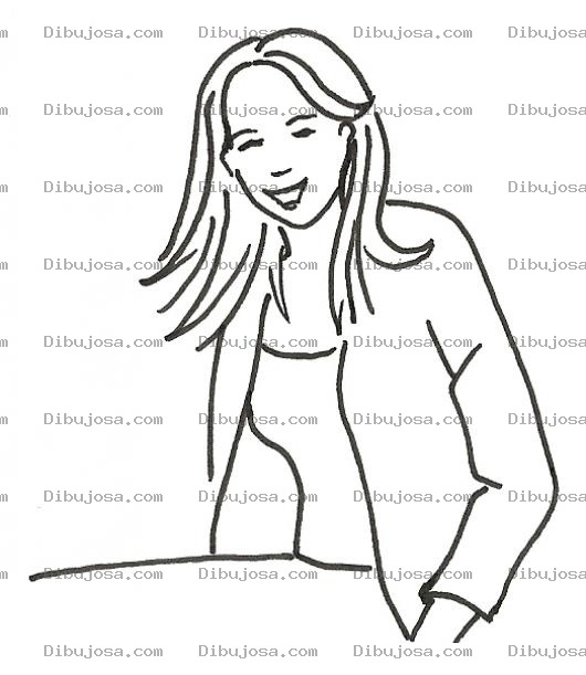 Dibujo para colorear Chica Risuena Dibujo De Una Jovencita Con Una Sonrisa Agradable Para Pintar Y Colorear