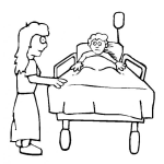 Dibujo para colorear Nino Hospitalizado Con Su Mama Para Pintar Y Colorear Nino Enfermo En Cama De Hospital