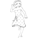 Dibujo para colorear Vestido De Fiesta Para Ninas Dibujo De Una Nina De 14 Anos Con Un Vestidito De Motitas Bailando En Una Fiesta De 15 Anos Para Pintar Y Colorear