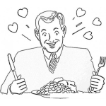 Dibujo para colorear Hombre Enamorado Comiendo Frijoles Con Amor Para Pintar Y Colorear