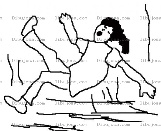 Dibujo para colorear Resbalon Dibujo De Una Mujer Resbalandose En Un Piso Mojado Para Pintar Y Colorear