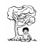 Dibujo para colorear Nino Desnutrido Debajo De Un Arbol Para Pintar Y Colorear