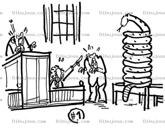 Dibujo para colorear Dibujo De Un Juicio Con Una Serpiente Acusadora Para Pintar Y Colorear