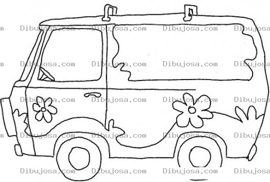Dibujo para colorear Camioneta De Mujer Dibujo De Una Camionetia Van Rosada Con Flores Para Pintar Y Colorear Camionetilla Volkswagen De La Barby