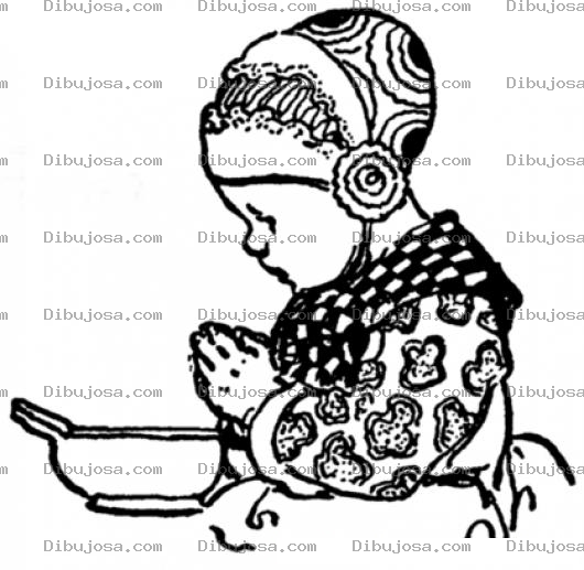 Dibujo para colorear Dibujo De Nino Orando Por Sus Alimentos Para Colorear