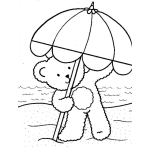 Dibujo para colorear Osito En La Playa Dibujo De Oso En Sobrilla De Sol Para Pintar Y Colorear Osito Playero