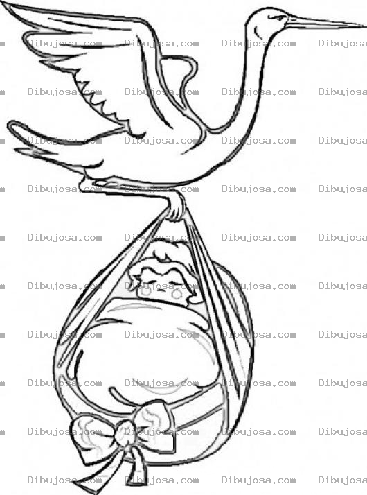 Dibujo para colorear Neceser De Bebe Dibujo De Ciguena Con Un Bebe En Una Canastita Para Pintar Y Colorear Siguena Con Bebe En Cunita neseser meseser meceser