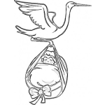 Dibujo para colorear Neceser De Bebe Dibujo De Ciguena Con Un Bebe En Una Canastita Para Pintar Y Colorear Siguena Con Bebe En Cunita neseser meseser meceser