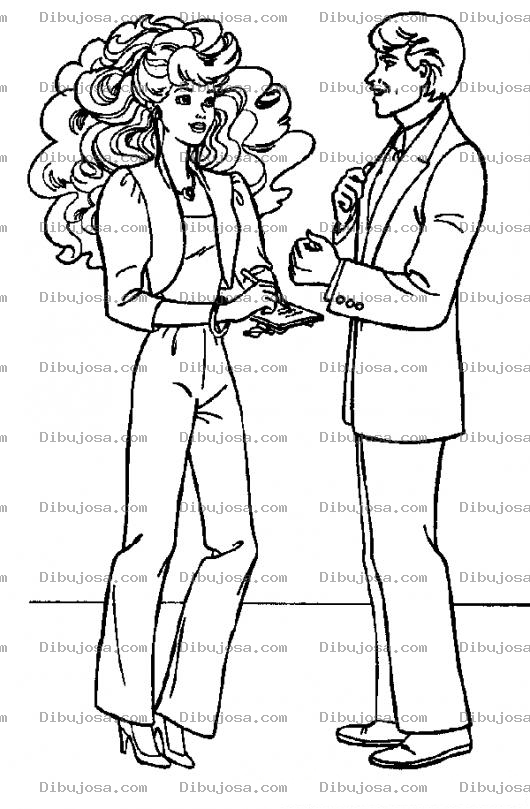 Dibujo para colorear Barbie Secretaria Dibujo De Barbie Con Su Jefe Para Pintar Y Colorear A Barby Ejecutiva Barbi En El Trabajo
