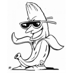 Dibujo para colorear Dibujo De Banano Cool Para Pintar Y Colorear Banano Con Lentes De Sol
