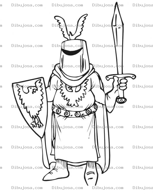 Dibujo para colorear Caballero Con Mascada De Cubeta Para Pintar Y Colorear