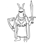 Dibujo para colorear Caballero Con Mascada De Cubeta Para Pintar Y Colorear