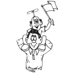 Dibujo para colorear Dibujo De Papa Cargando A Su Hijo En Hombros Para Pintar Y Colorear Papa E Hijos Aficionados Al Futbol