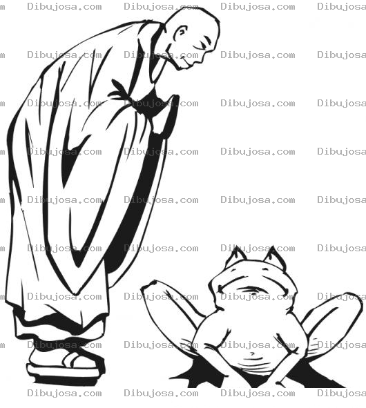Dibujo para colorear Sapo Y Monje Tibetano Para Pintar Y Colorear