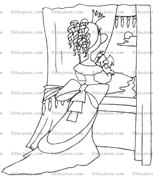 Dibujo para colorear Dibujo De Princesa Esperando A Su Principe En La Ventana Para Colorear
