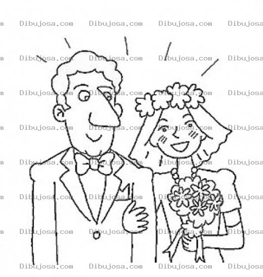 Dibujo para colorear Dibujo De Una Pareja De Reciencasados El Dia De Su Boda Para Pintar Y Colorear