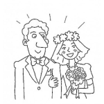 Dibujo para colorear Dibujo De Una Pareja De Reciencasados El Dia De Su Boda Para Pintar Y Colorear