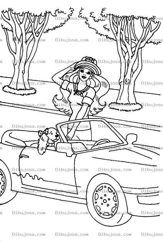 Dibujo para colorear El Carro De La Barby Dibujo De Barbie En Carro Rosado Descapotable Para Pintar Y Colorear