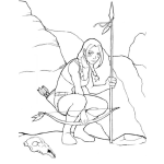 Dibujo para colorear Mujer Indigena Bonita Con Arco Y Lanza Para Pintar Y Colorear Una Linda Chica Indita