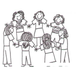 Dibujo para colorear Dibujo De Ninas Tomadas De Las Manos Para Pintar Y Colorear Una Rueda De Chicas Scouts