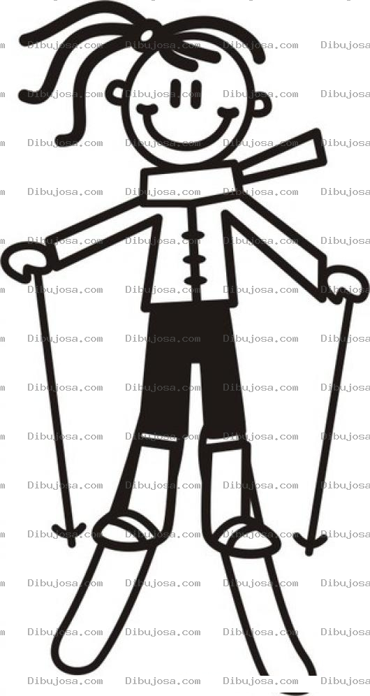 Dibujo para colorear Dibujo De Nina Con Esquis Para Pintar Y Colorear