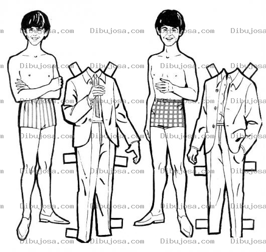 Dibujo para colorear Juego De Vestir Para Ninos Dibujo De Hermanos Gemelos Con Ropa Recortable Para Pintar Colorear Y Recortar Un Juego De Vestir De Hombres
