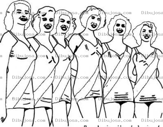 Dibujo para colorear Reinasdebelleza Dibujo De Concurso De Belleza Para Pintar Y Colorear Misses En Vestiditos Concursando Para Llegar A Miss Universo