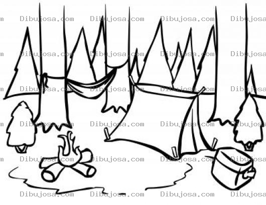 Dibujo para colorear Dibujo De Un Campamento Para Pintar Y Colorear