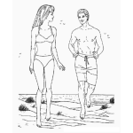 Dibujo para colorear Barbie y Kenn en la Playa